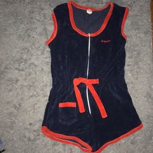 1970s navy/ red romper